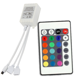 LED RGB Strip 24 Knops afstandsbediening IR (2 uitgangen)