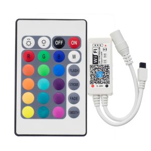 Mini WiFi en IR 24Knops Afstandsbediening voor RGB LED strip