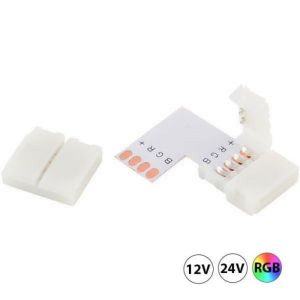 LED Strip RGB click hoek connector 90 graden soldeervrij 10mm
