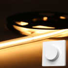 LED Strip COB - 10 Meter - Complete Set - 2700k - Warm Wit - 24V - IP65 Waterdicht - 480LED/m - Met Draadloze Mi-Light(MiBoxer) wanddimmer(Wit)
