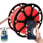 LED Strip Rood - 50 meter in een ROL - 220V - 2835SMD - 180L/M - IP65 - Met Wifi App + IR 23 knops afstandsbediening