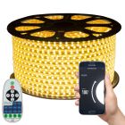 LED Strip Warm wit - 10 meter in een ROL - 220V - 5050 SMD - 60L/M - IP65 - Met Wi-Fi App + IR 23 knops afstandsbediening