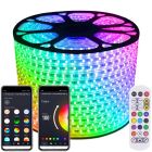 LED Strip RGB - 15 meter - 220V - MULTI COLOR - IP65 - Lichtstrips - Met Wi-Fi App + IR 24 knops afstandsbediening